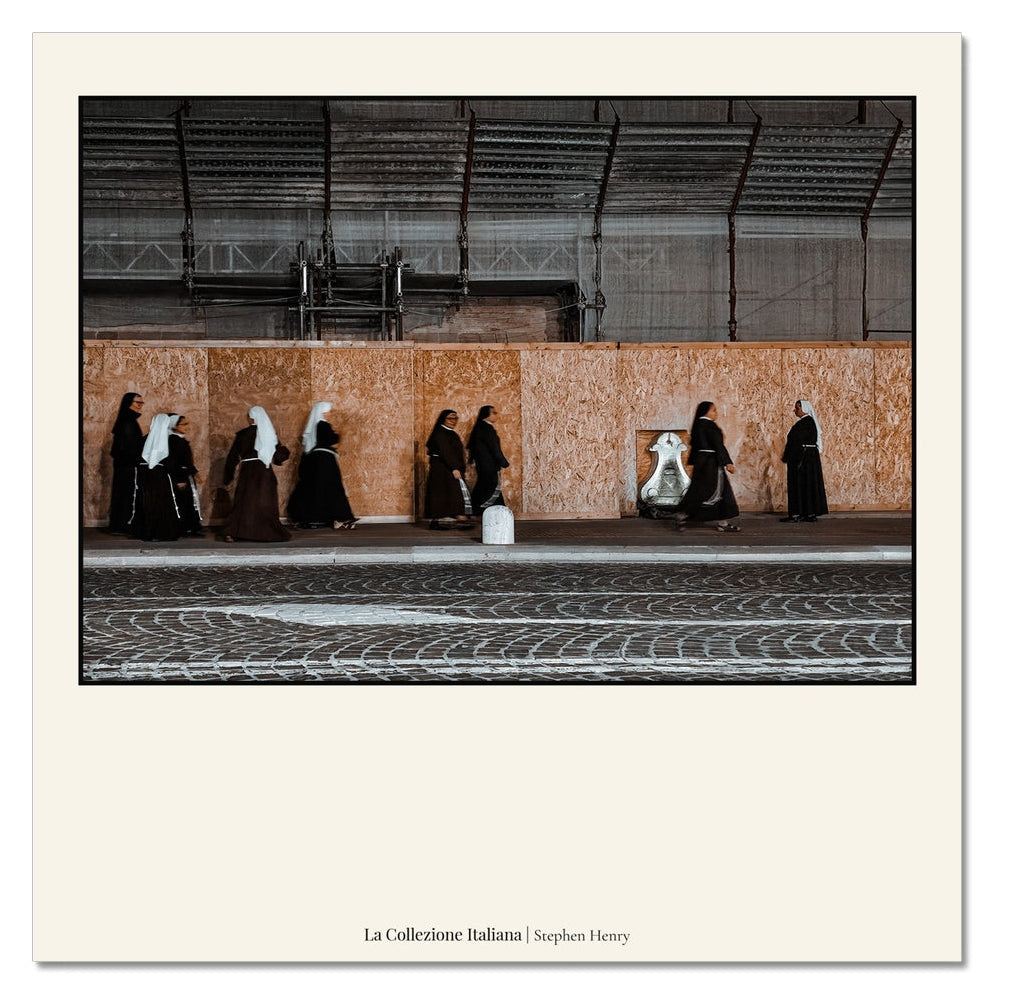 Fine art travel photograph of Nuns heading to the Chapel in Assis, Italy, part of the La Collezione Italiana wall art collection.