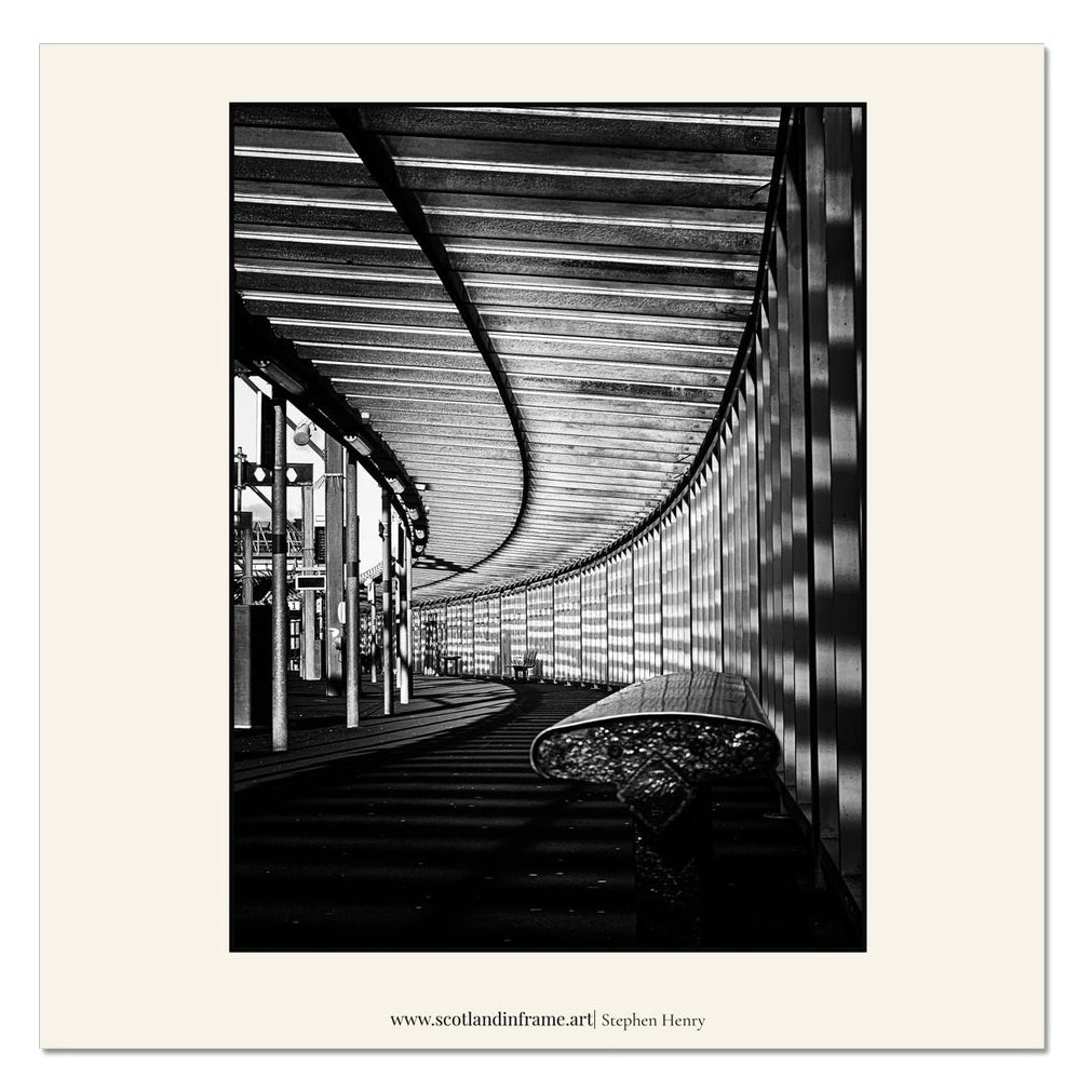 Contemporary photograph of the new passenger walkway in Gourock Train Station.