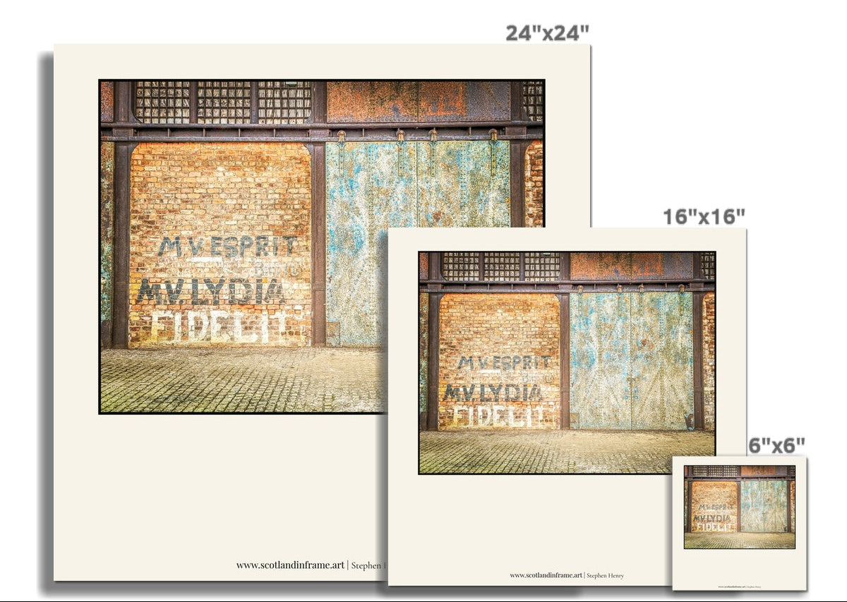 Contemporary photograph of one of the doors into the old Sugar Sheds, at James Watt Dock in Greenock.