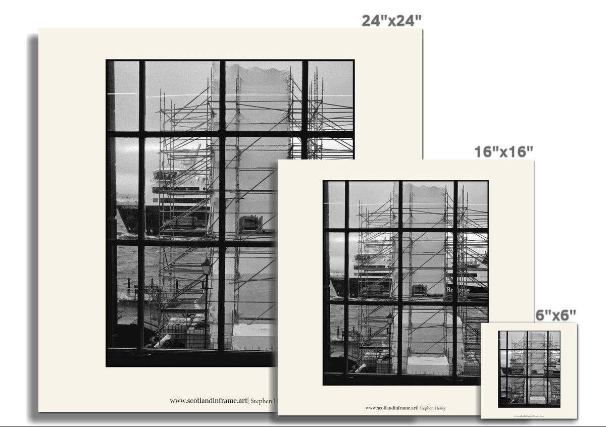 Contemporary photograph of the view from the Custom House in Greenock as a new Calmac ferry passes.