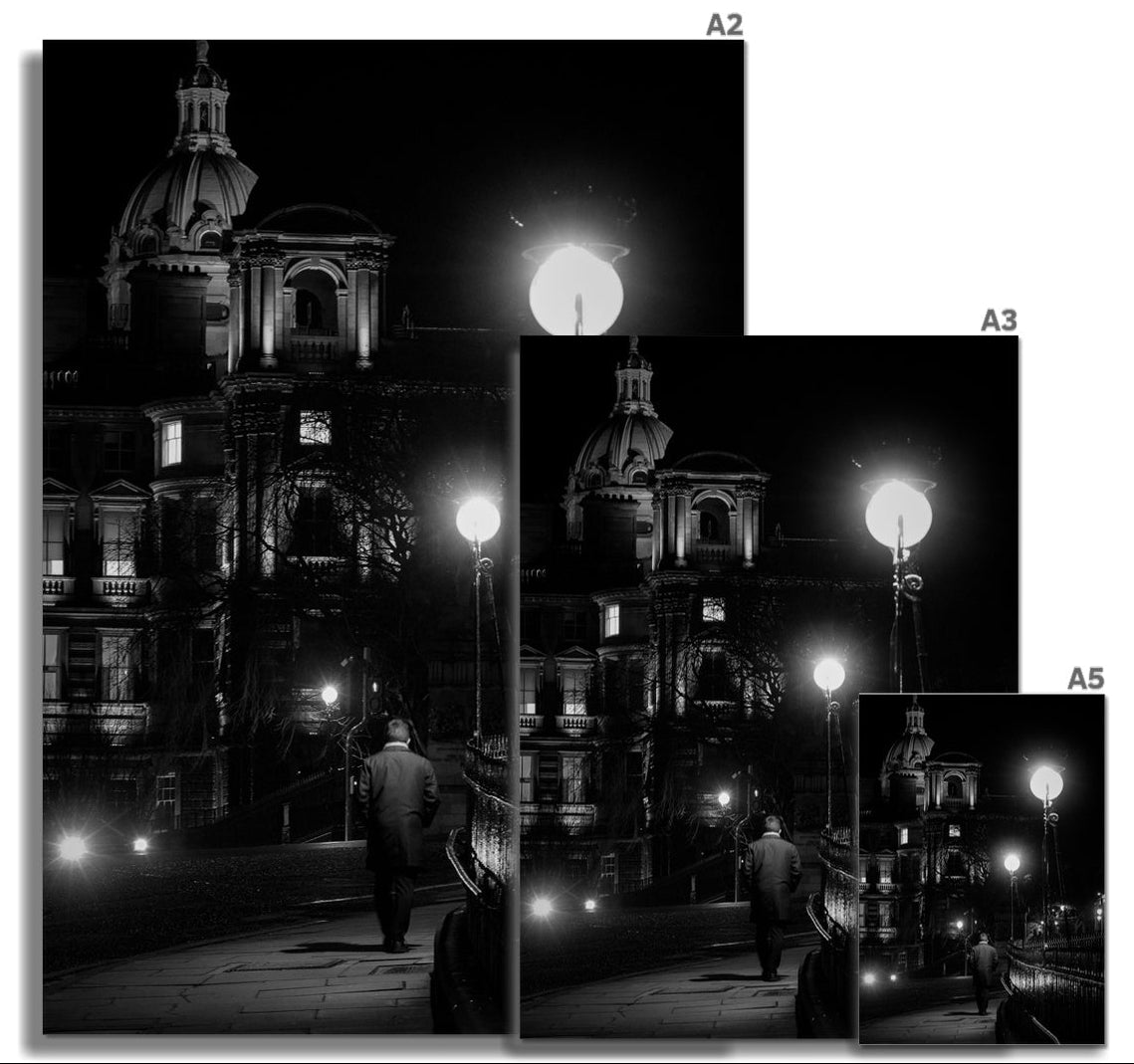 Atmospheric fine art photography of Bank Street, Edinburgh. A study in light, shadow and historic architecture from the Light & Shadow collection.