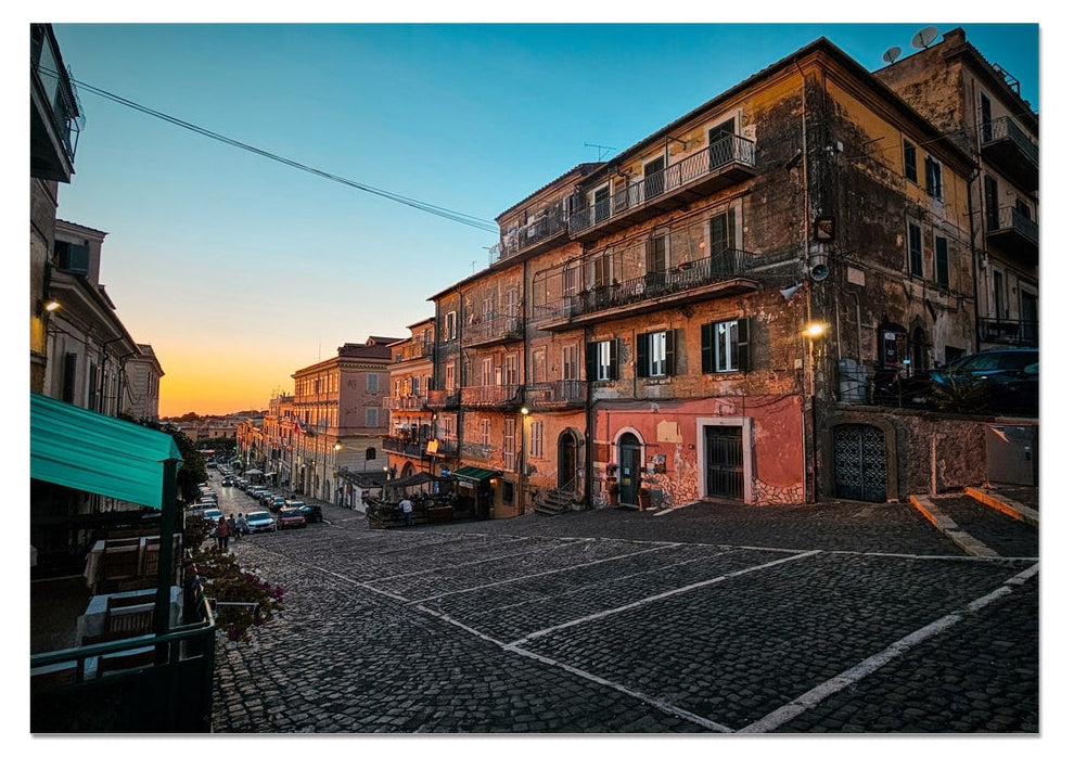 Historic Italian street and weathered buildings glowing at blue hour – L’Ora Blu by Scotland in Frame