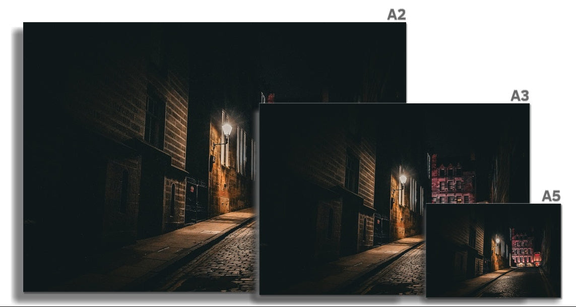 The approach to The Witchery on Edinburgh’s Royal Mile, captured in shifting light and shadow in this atmospheric fine art photography print.