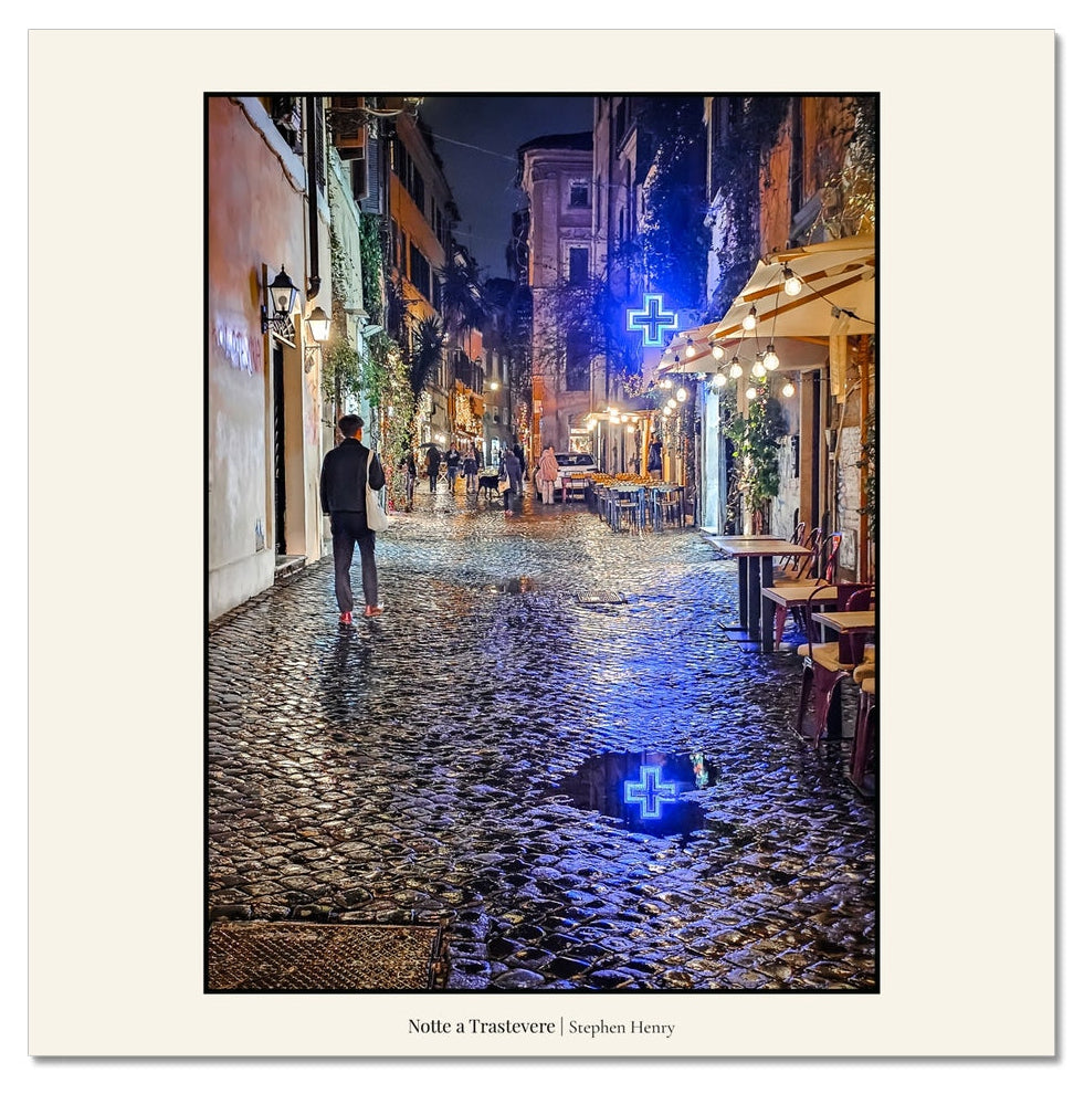 Fine art travel photograph of a side street in Trastevere, Rome, Italy, part of  La Collezione Italiana.