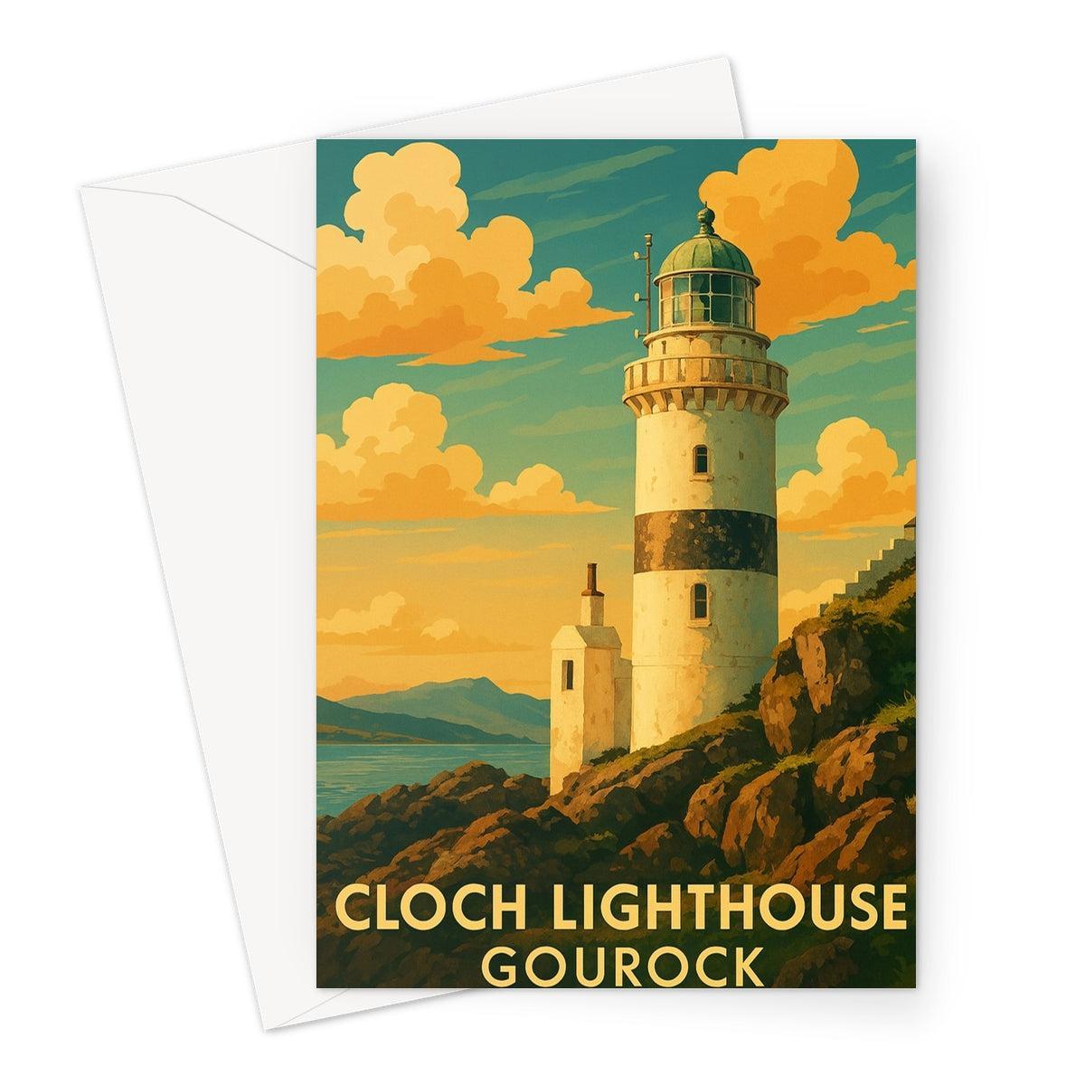 Cloch Lighthouse Gourock Vintage Retro Art Greeting Card