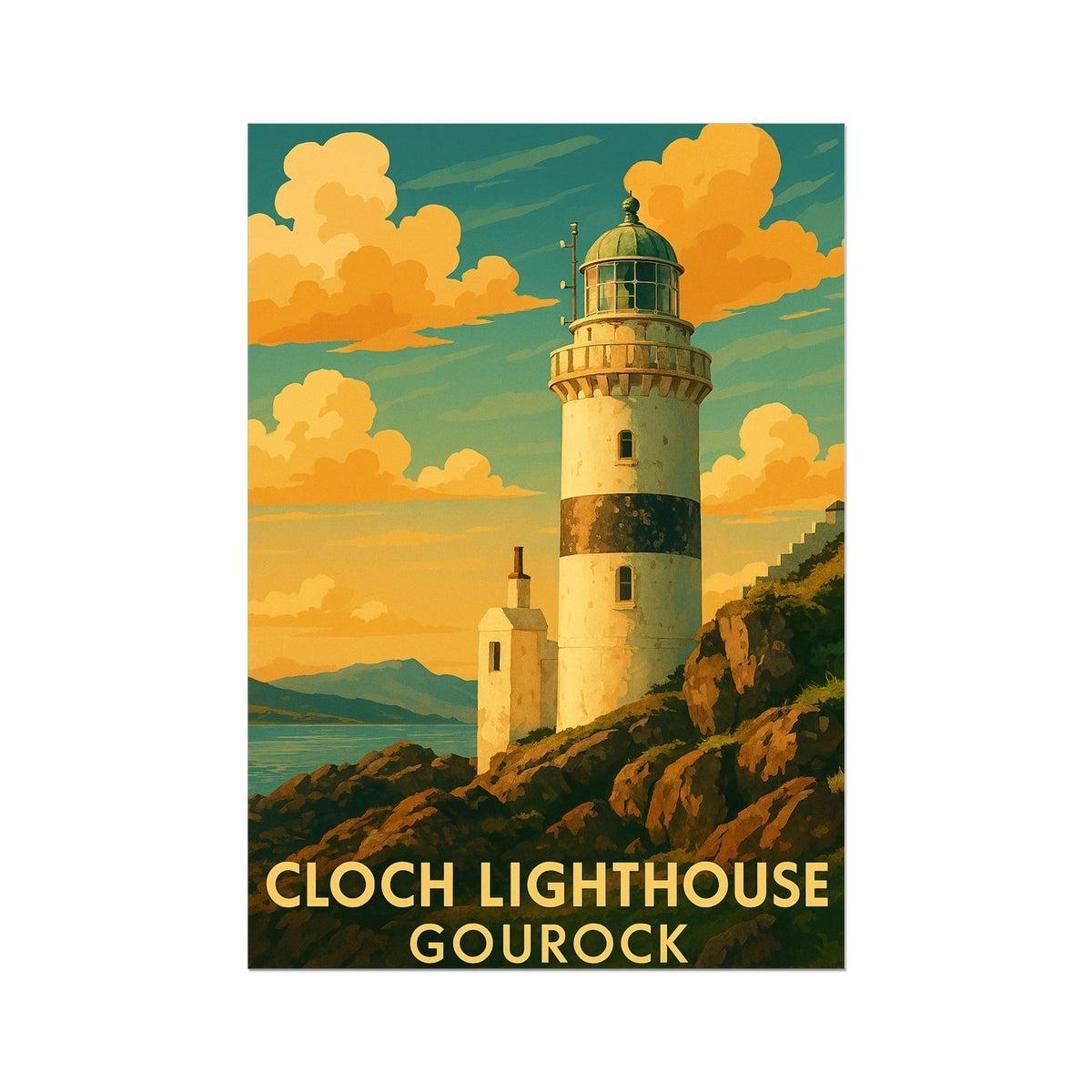 Cloch Lighthouse Gourock Vintage Retro Fine Art Print