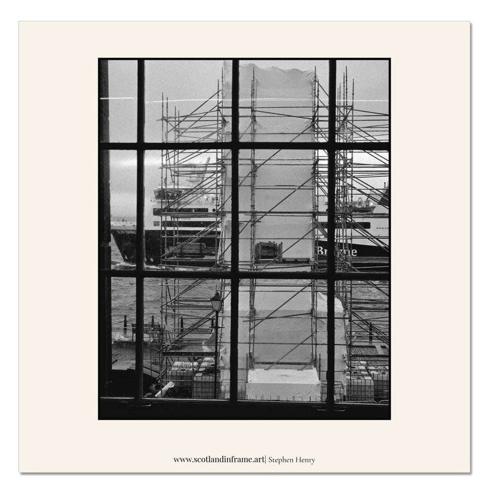 Contemporary photograph of the view from the Custom House in Greenock as a new Calmac ferry passes.