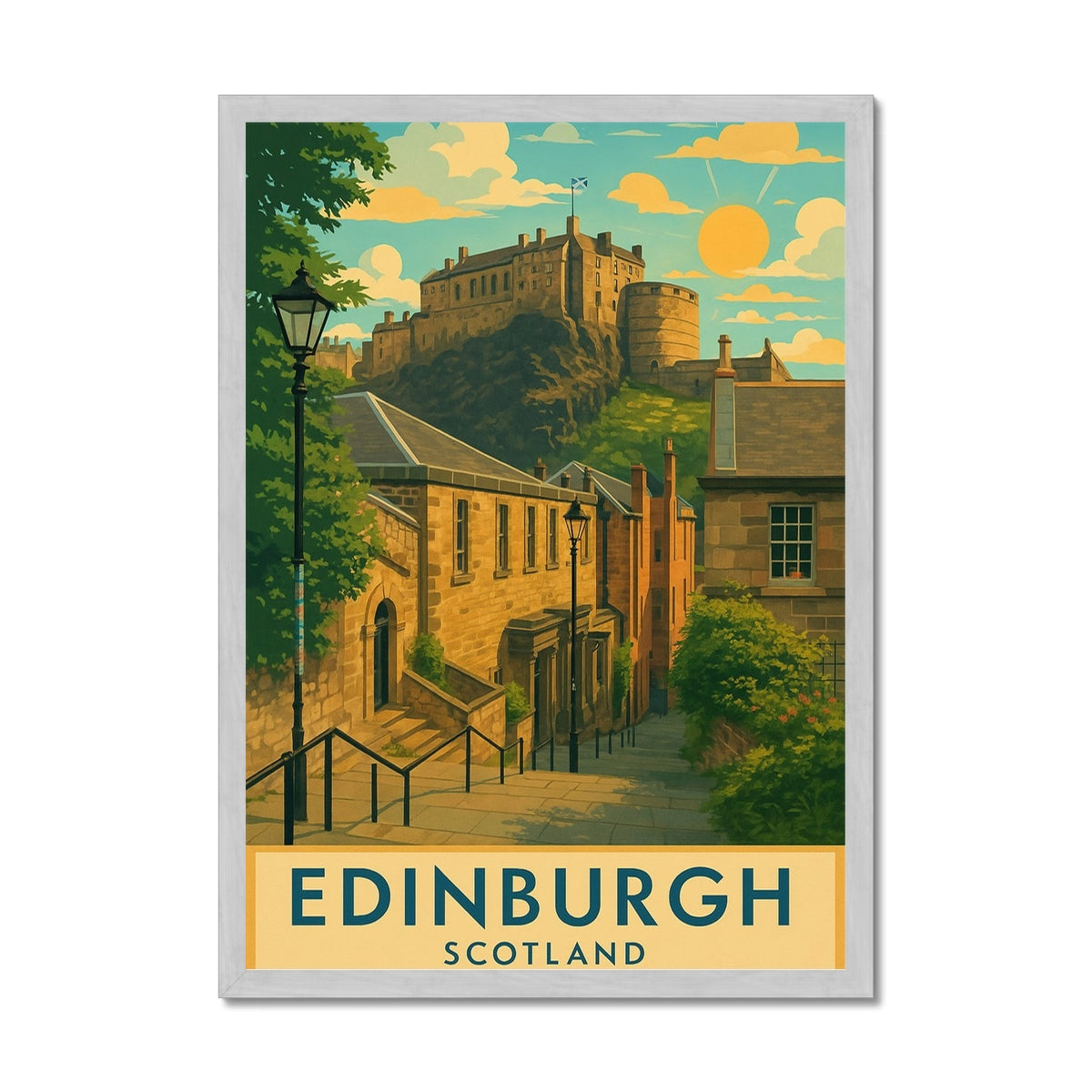 Edinburgh Vennel Antique Vintage Retro Framed Art Print