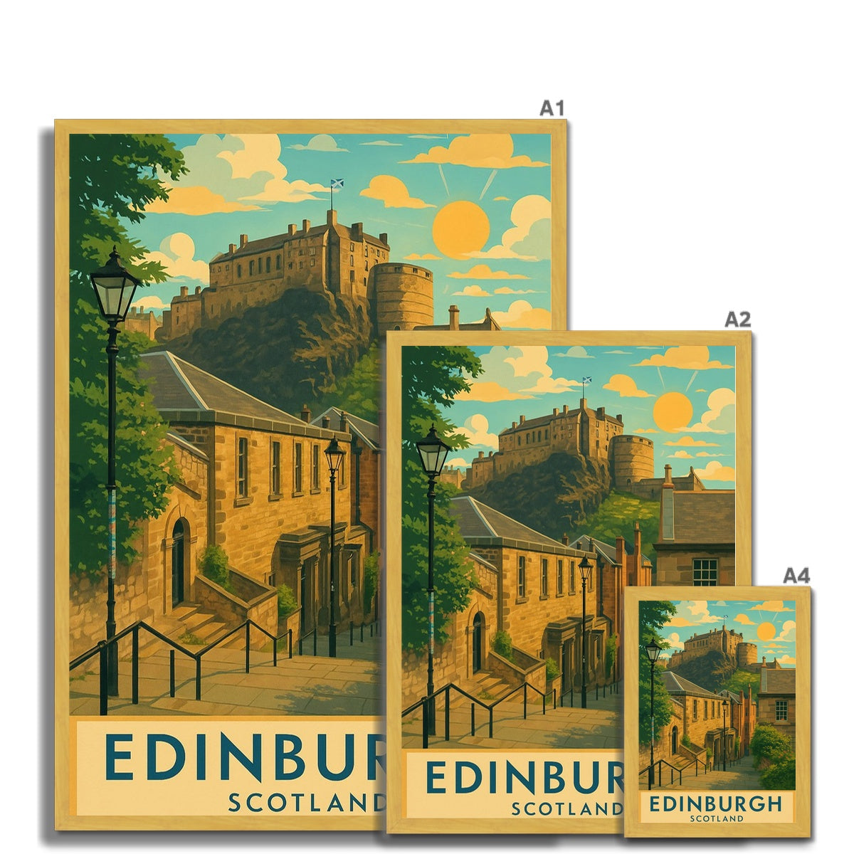 Edinburgh Vennel Antique Vintage Retro Framed Art Print