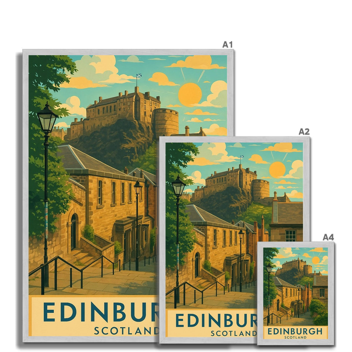 Edinburgh Vennel Antique Vintage Retro Framed Art Print