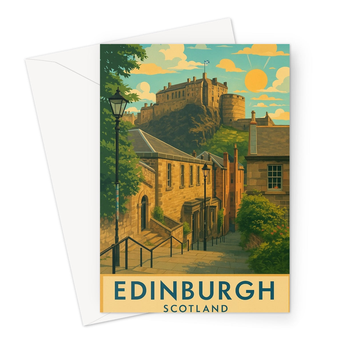 Edinburgh Vennel Vintage Retro Art Greeting Card