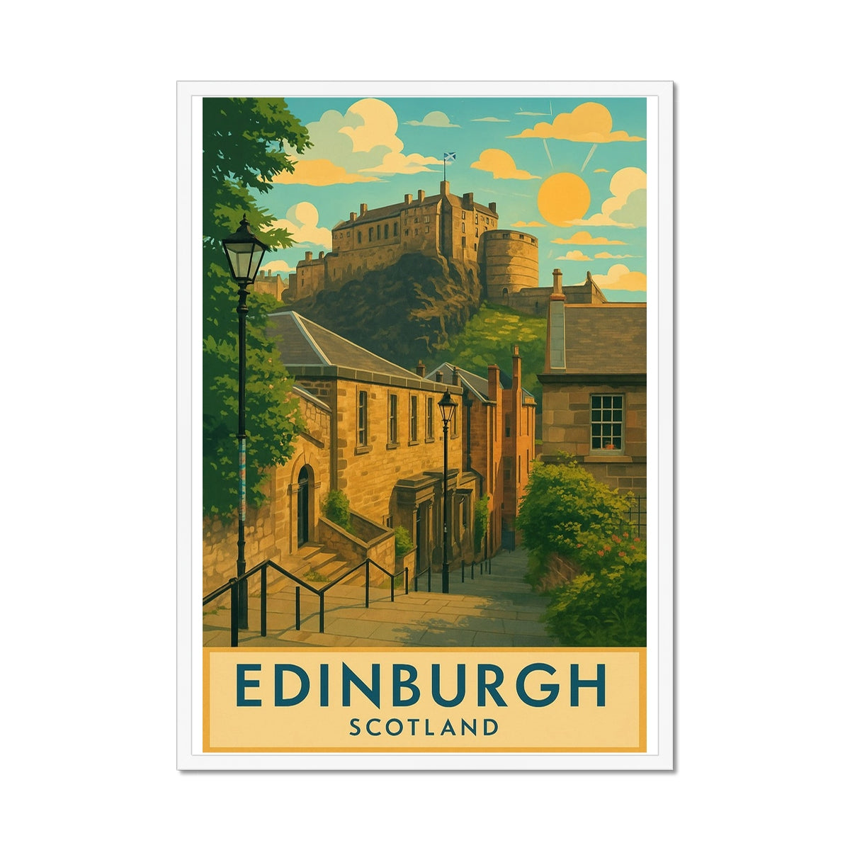 Edinburgh Vennel Vintage Retro Framed Art Print