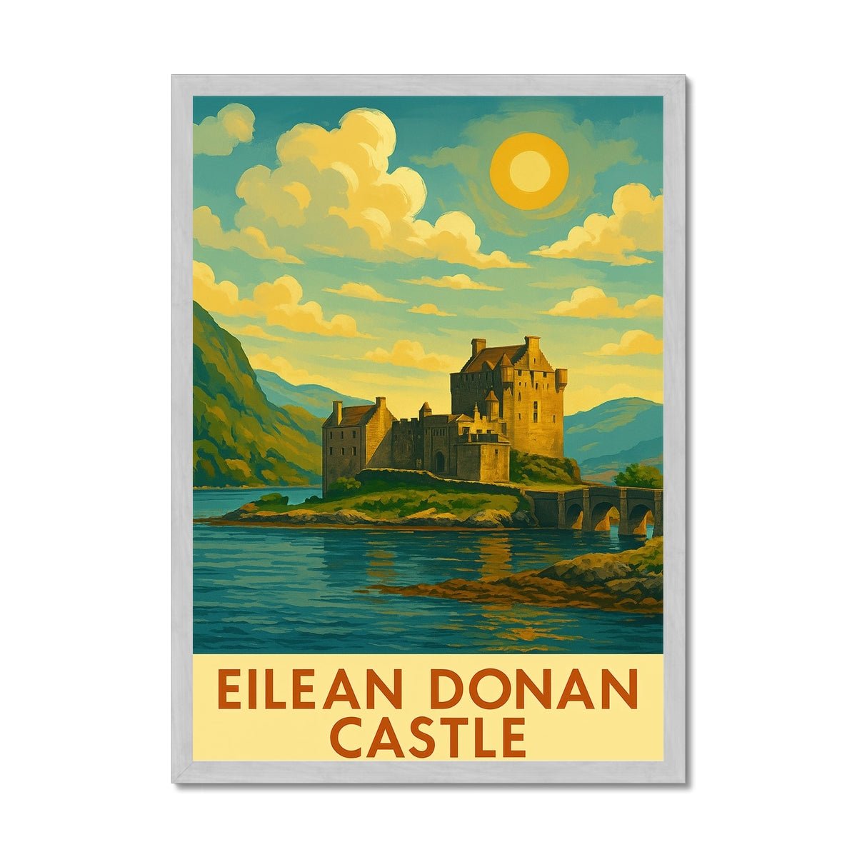 Eilean Donan Castle Antique Vintage Retro Framed Art Print