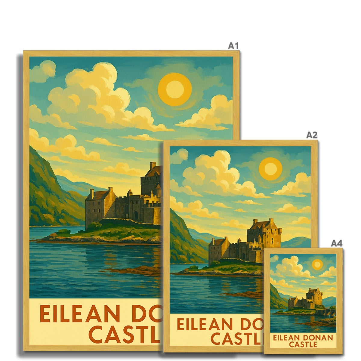 Eilean Donan Castle Antique Vintage Retro Framed Art Print