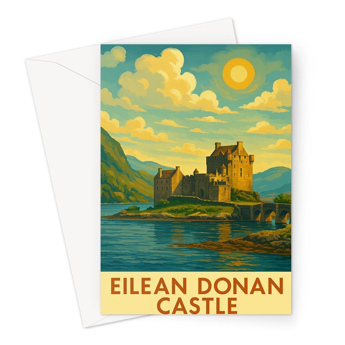 Eilean Donan Castle Vintage Retro Art Greeting Card