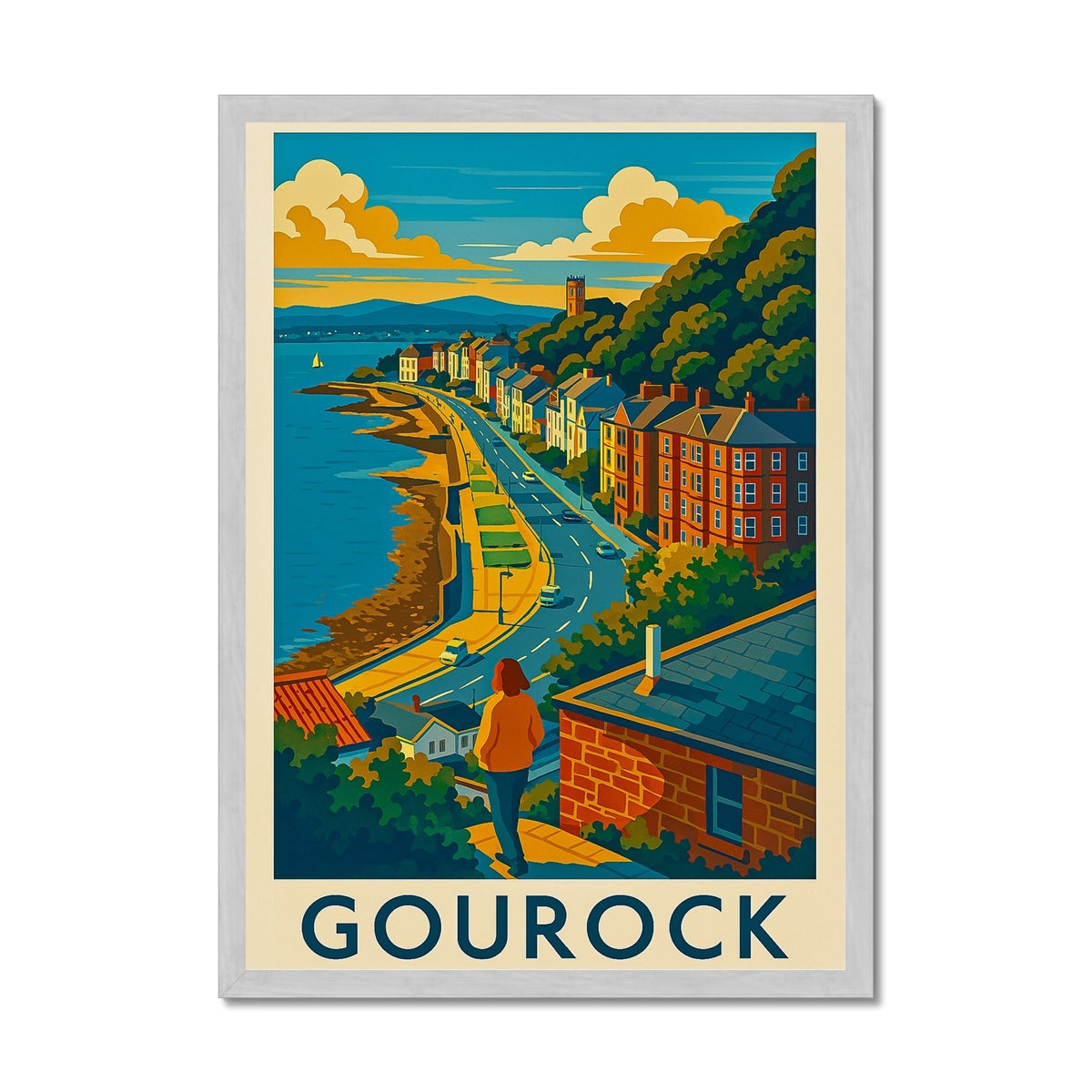Gourock Ashton Road Antique Vintage Retro Framed Art Print
