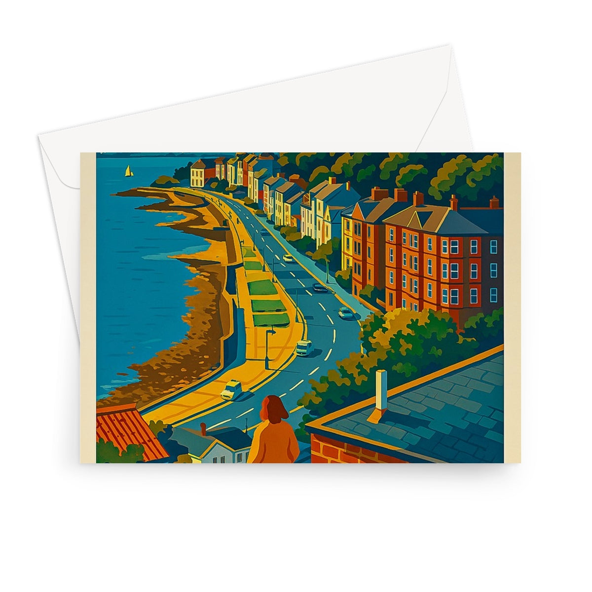 Gourock Ashton Road Vintage Retro Art Greeting Card