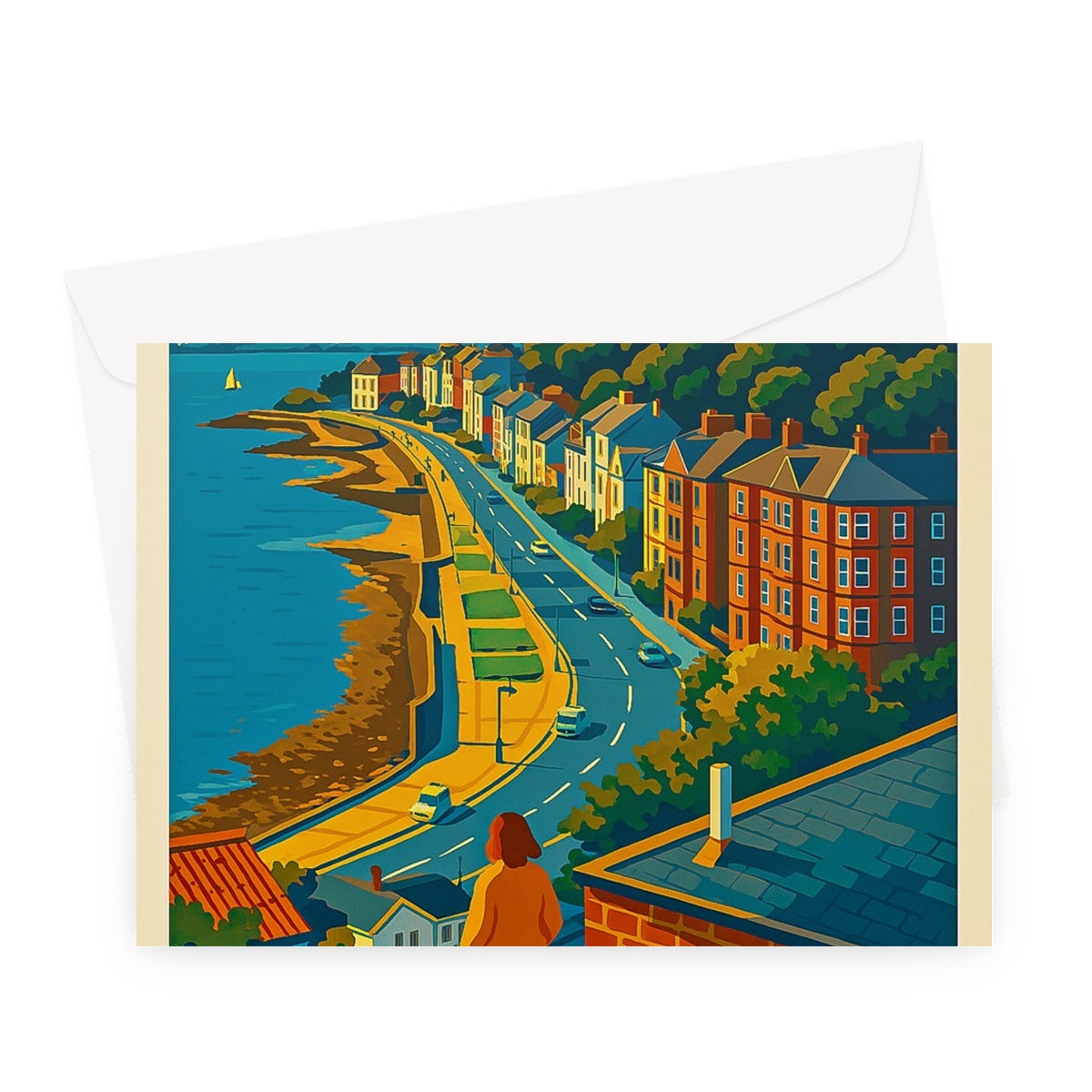 Gourock Ashton Road Vintage Retro Art Greeting Card