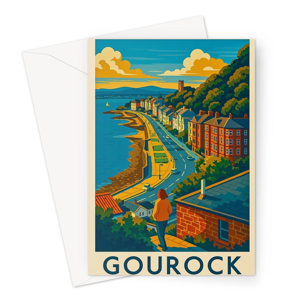Gourock Ashton Road Vintage Retro Art Greeting Card