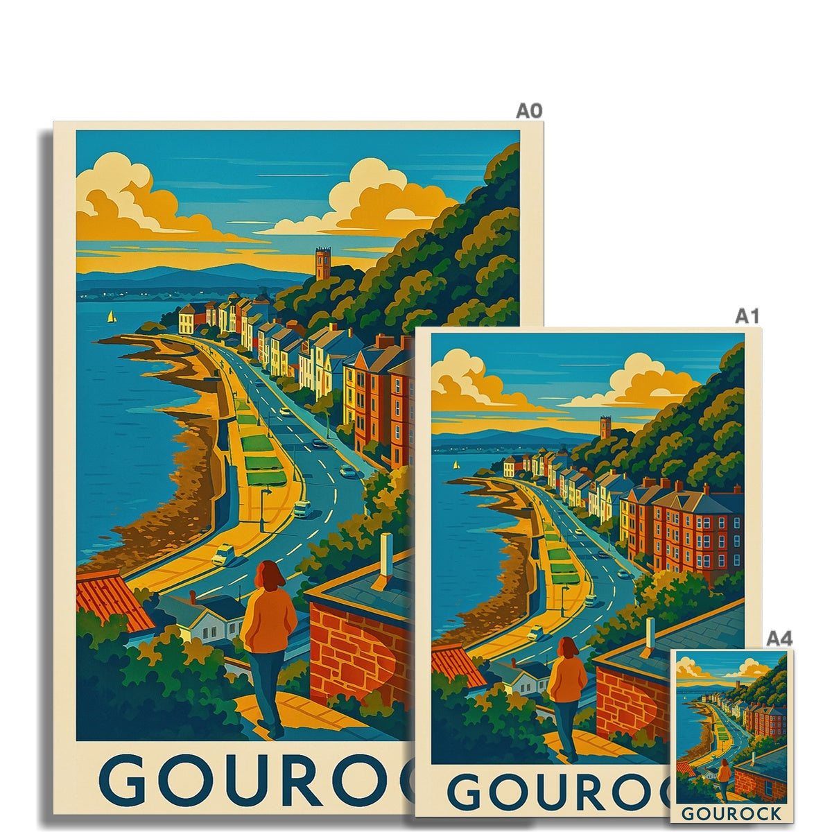Gourock Ashton Road Vintage Retro Fine Art Print