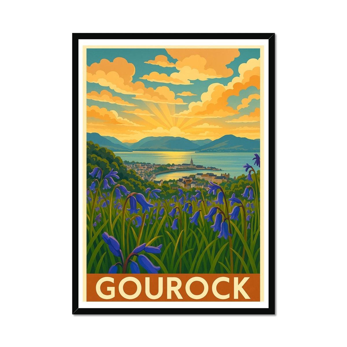 Gourock Bluebells Vintage Retro Framed Art Print