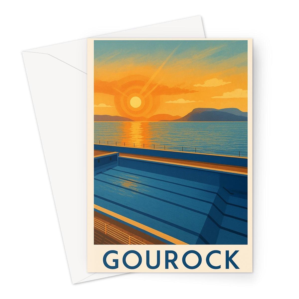Gourock Pool Vintage Retro Art Greeting Card