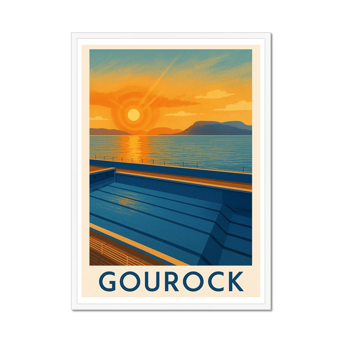 Gourock Pool Vintage Retro Framed Art Print