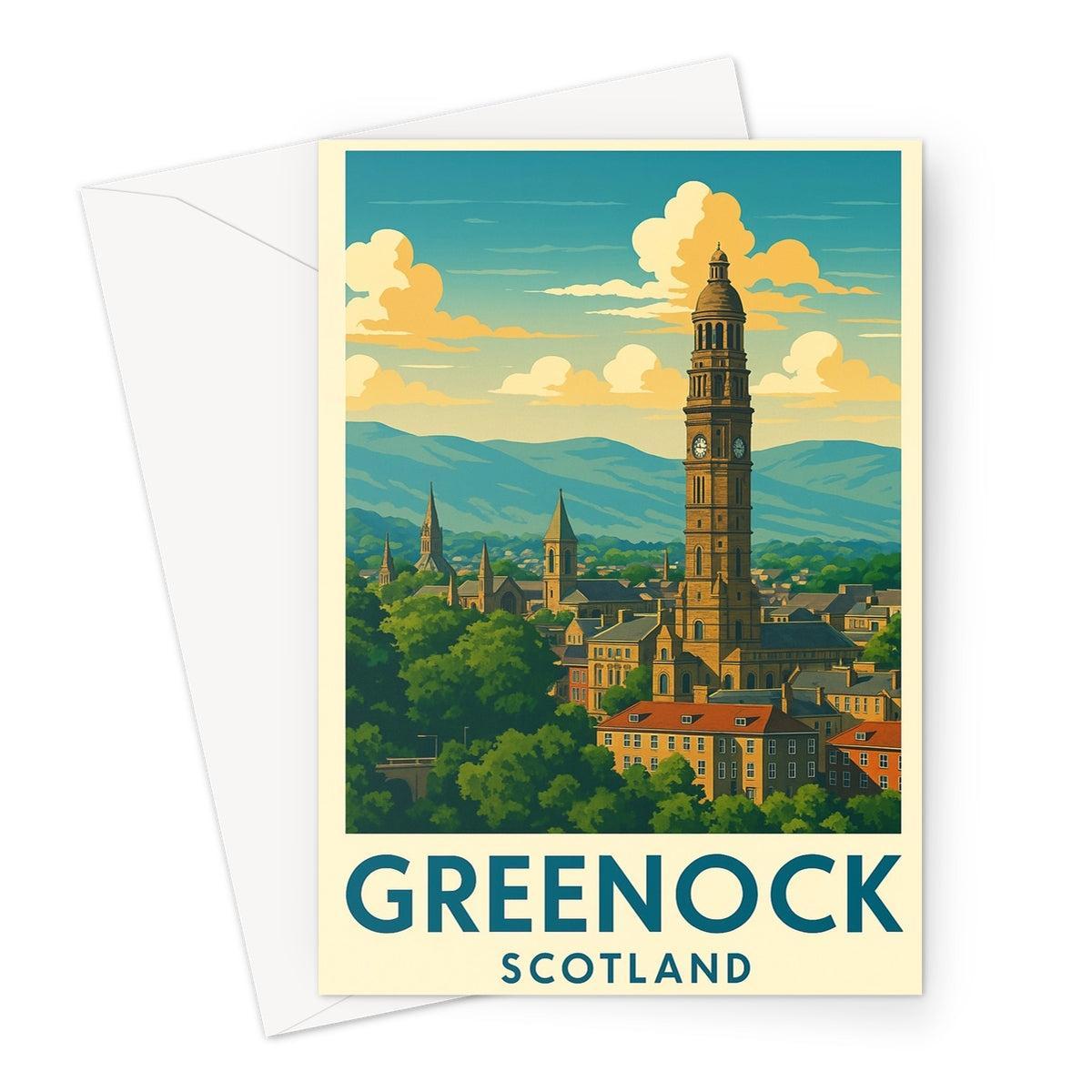 Greenock Skyline Vintage Retro Art Greeting Card