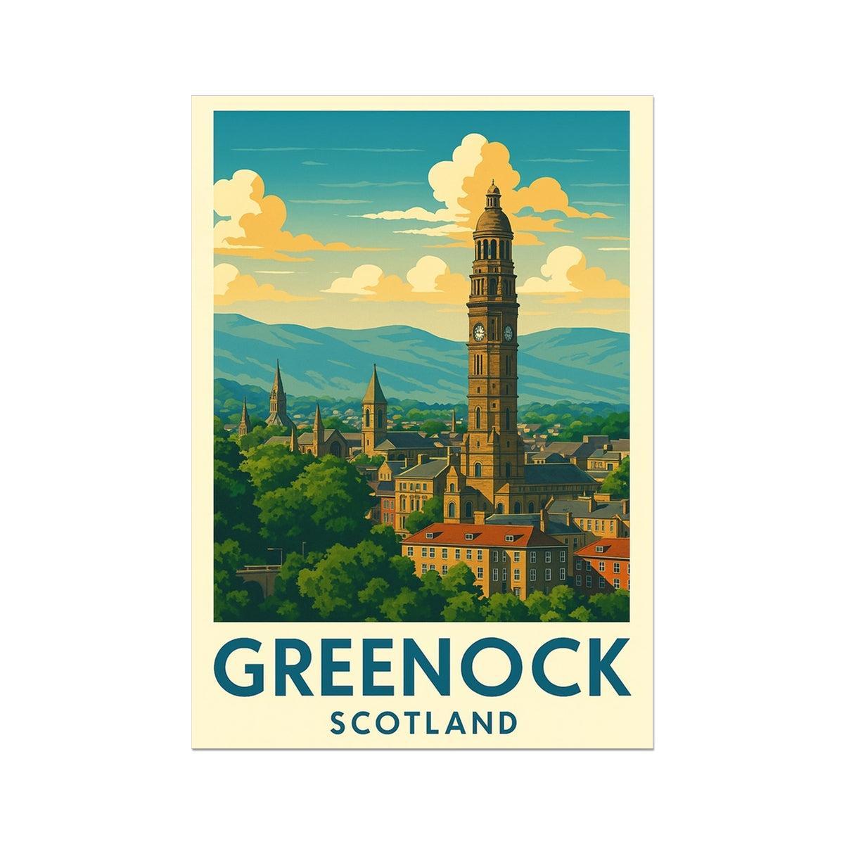 Greenock Skyline Vintage Retro Fine Art Print