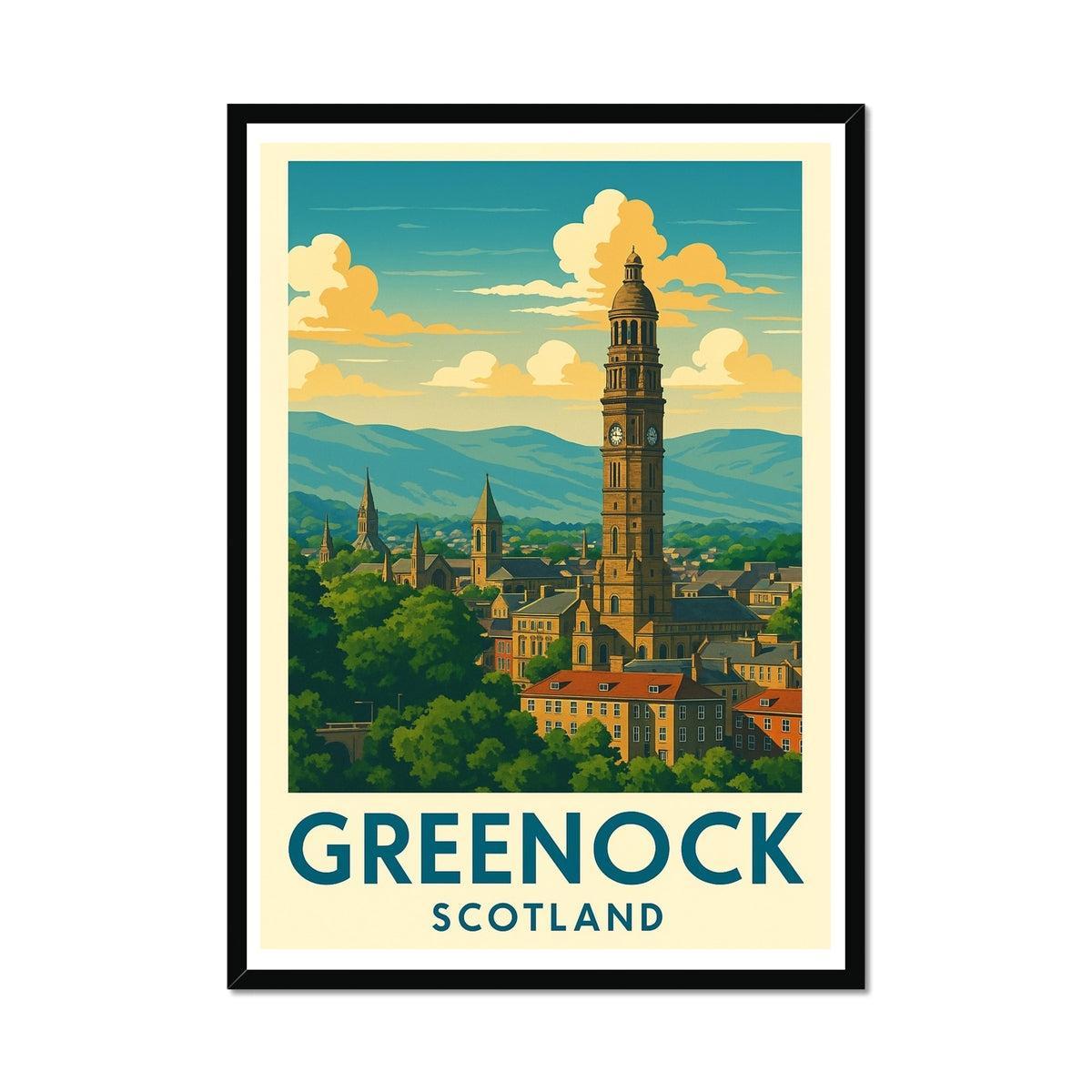 Greenock Skyline Vintage Retro Framed Art Print
