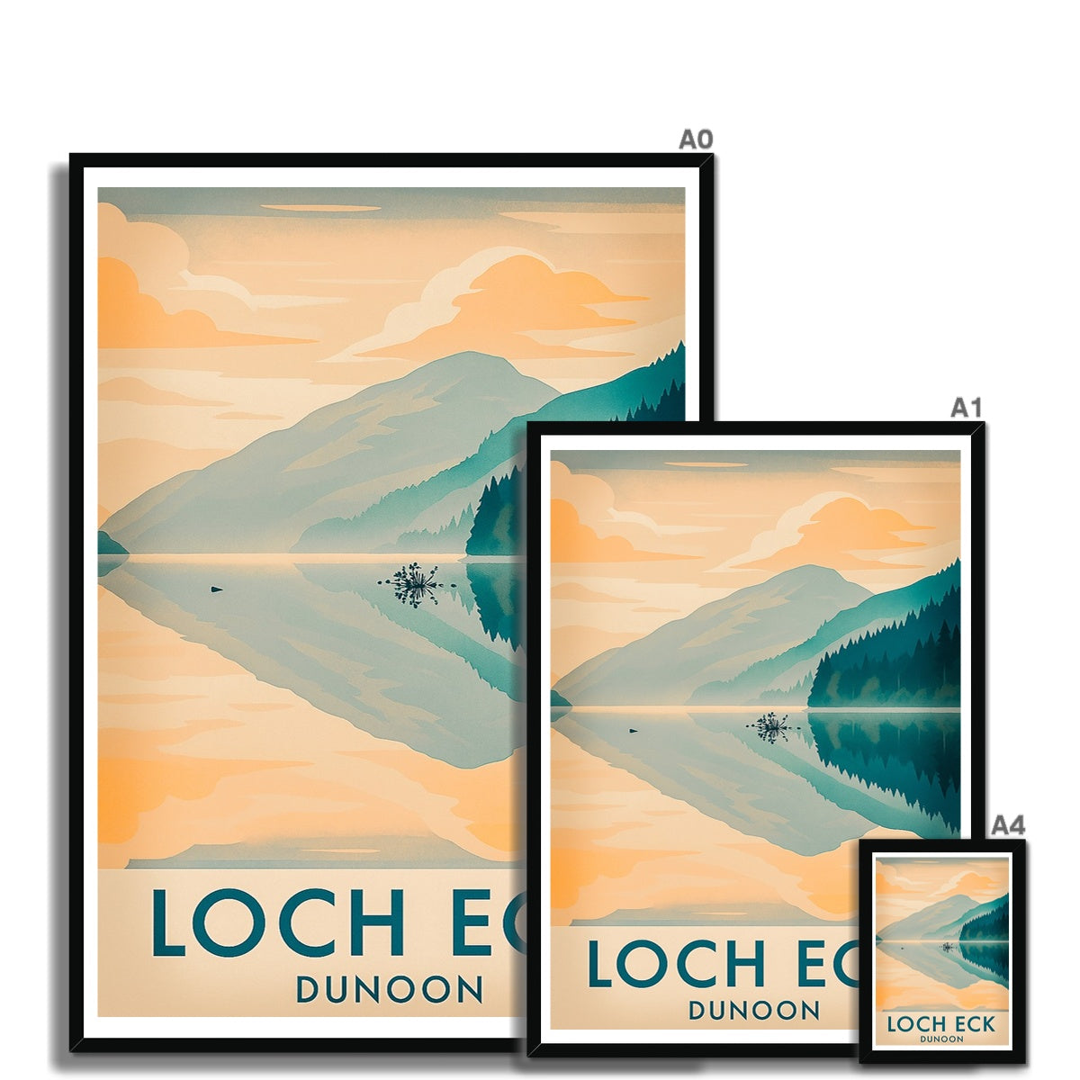 Loch Eck Vintage Retro Framed Art Print