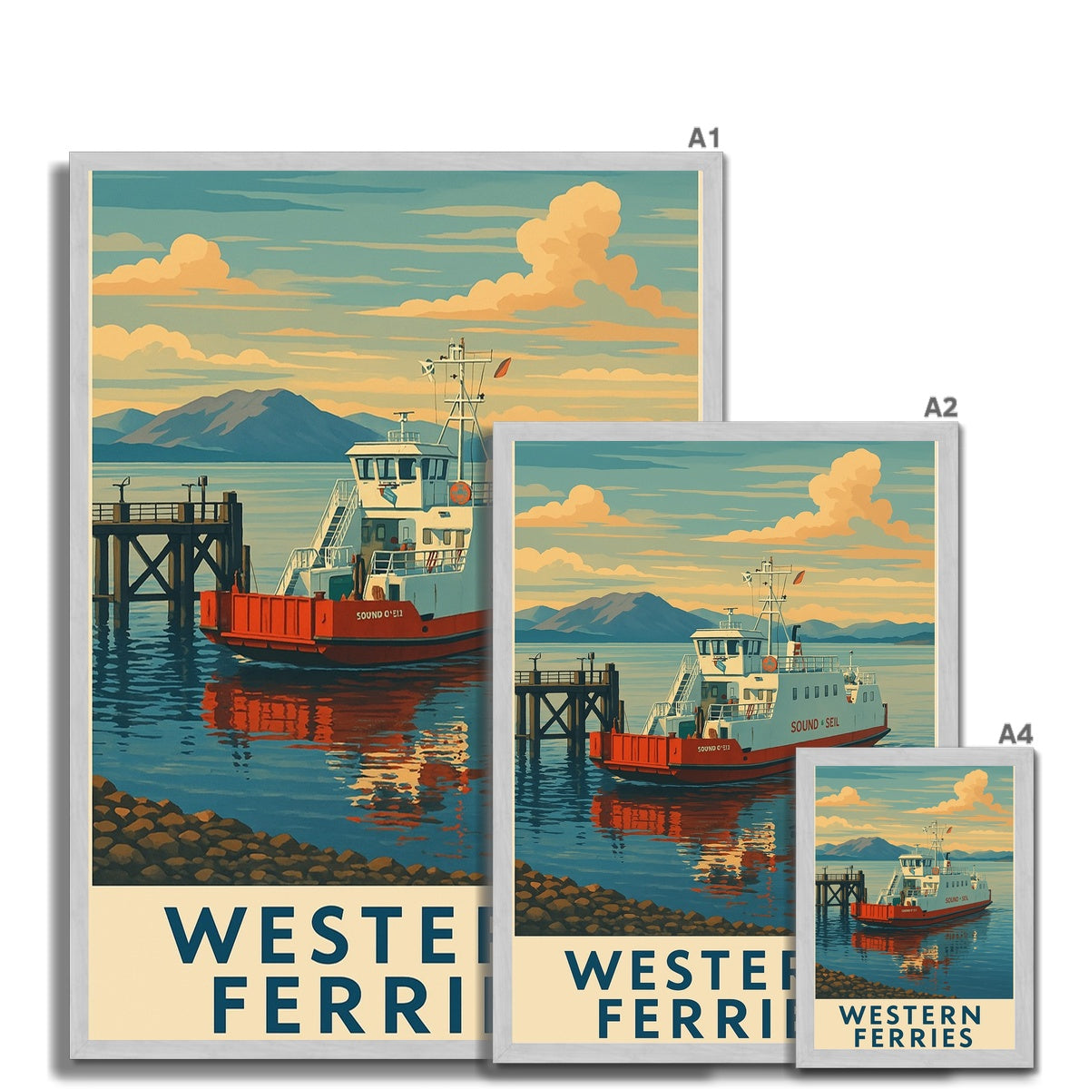 Western Ferries Antique Vintage Retro Framed Art Print