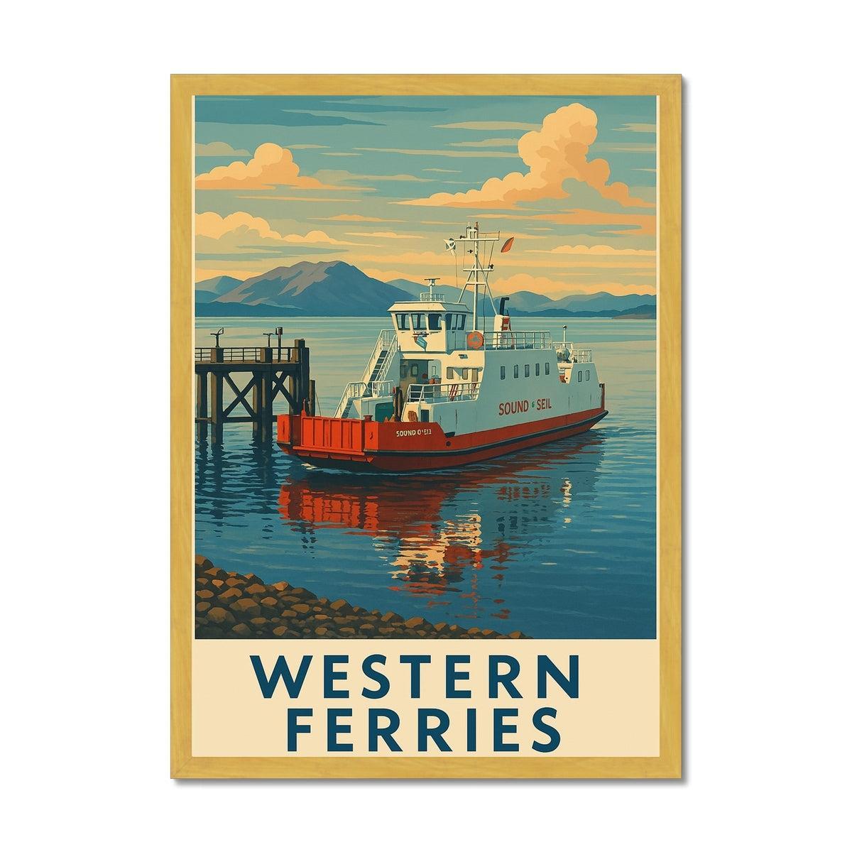 Western Ferries Antique Vintage Retro Framed Art Print