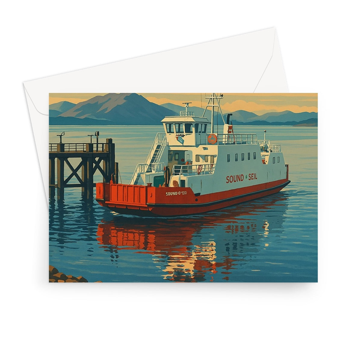 Western Ferries Vintage Retro Art Greeting Card