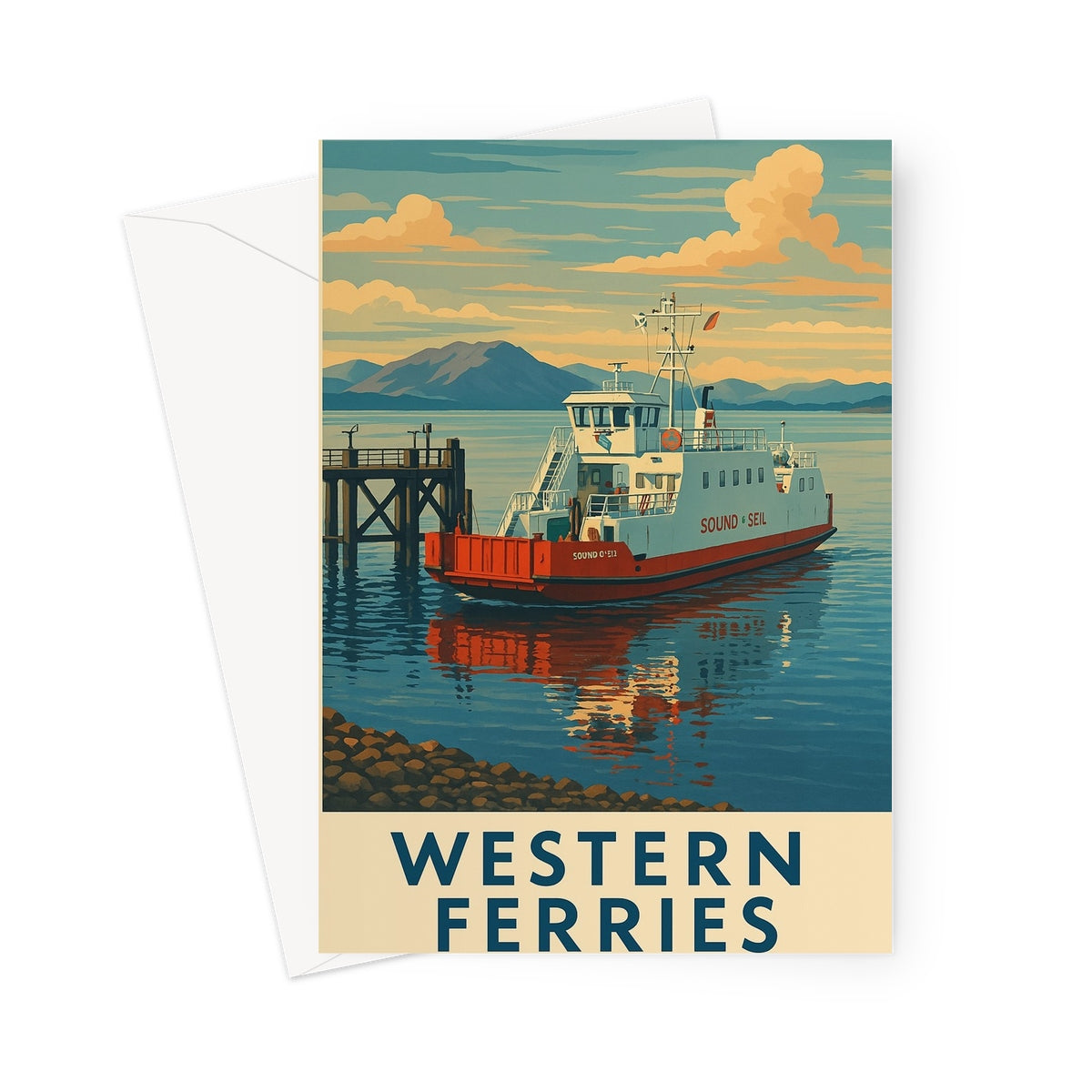 Western Ferries Vintage Retro Art Greeting Card