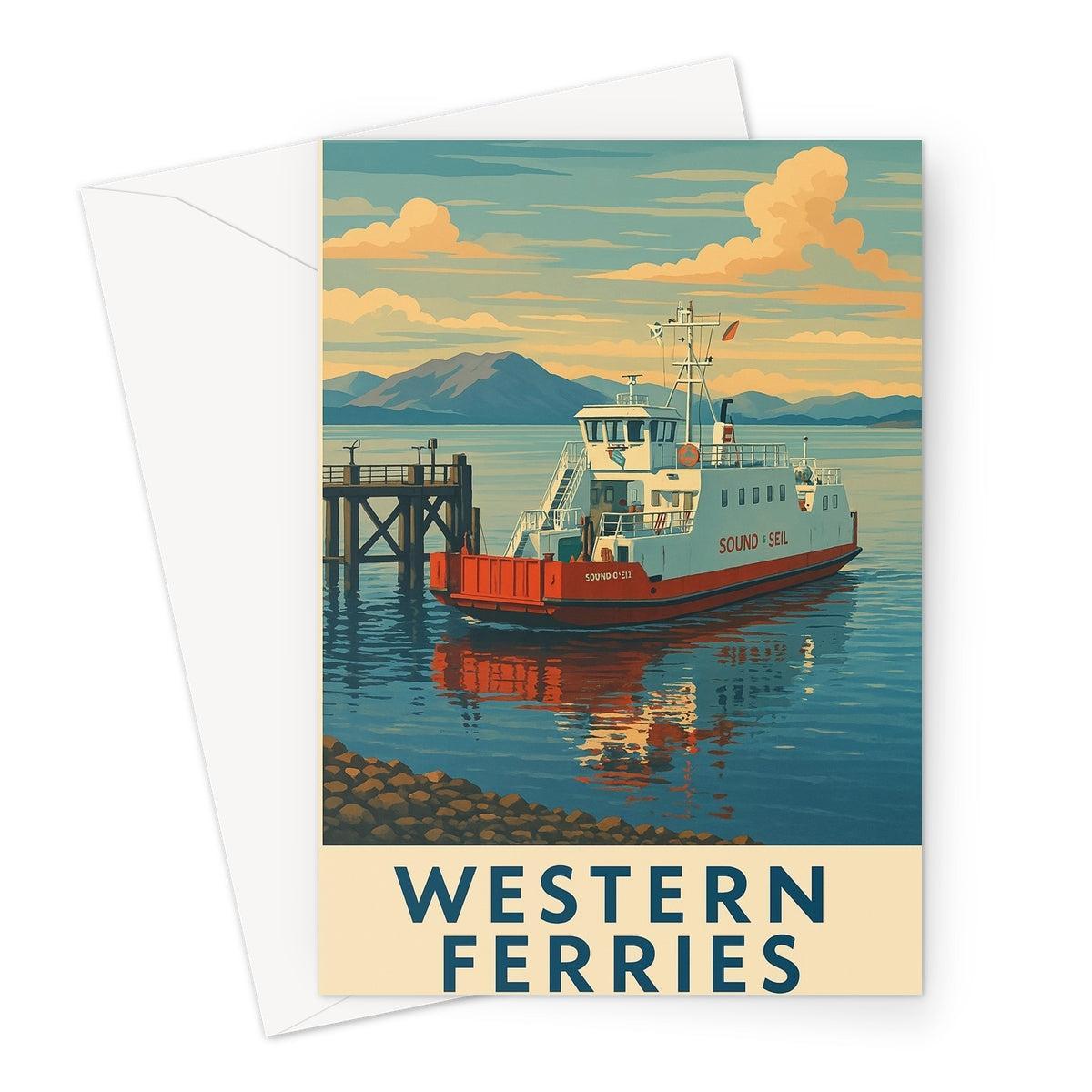 Western Ferries Vintage Retro Art Greeting Card
