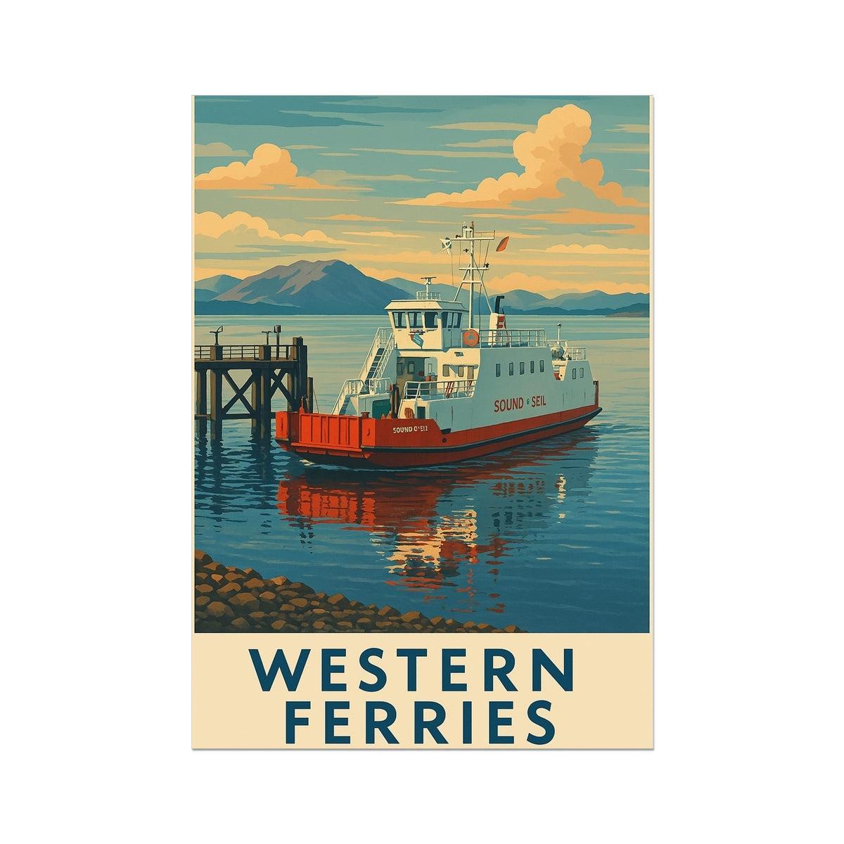 Western Ferries Vintage Retro Fine Art Print