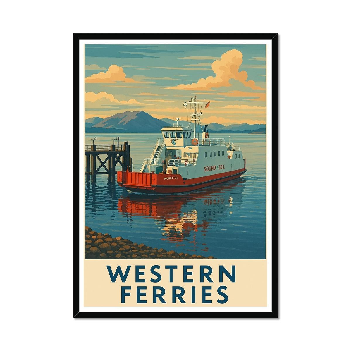 Western Ferries Vintage Retro Framed Art Print